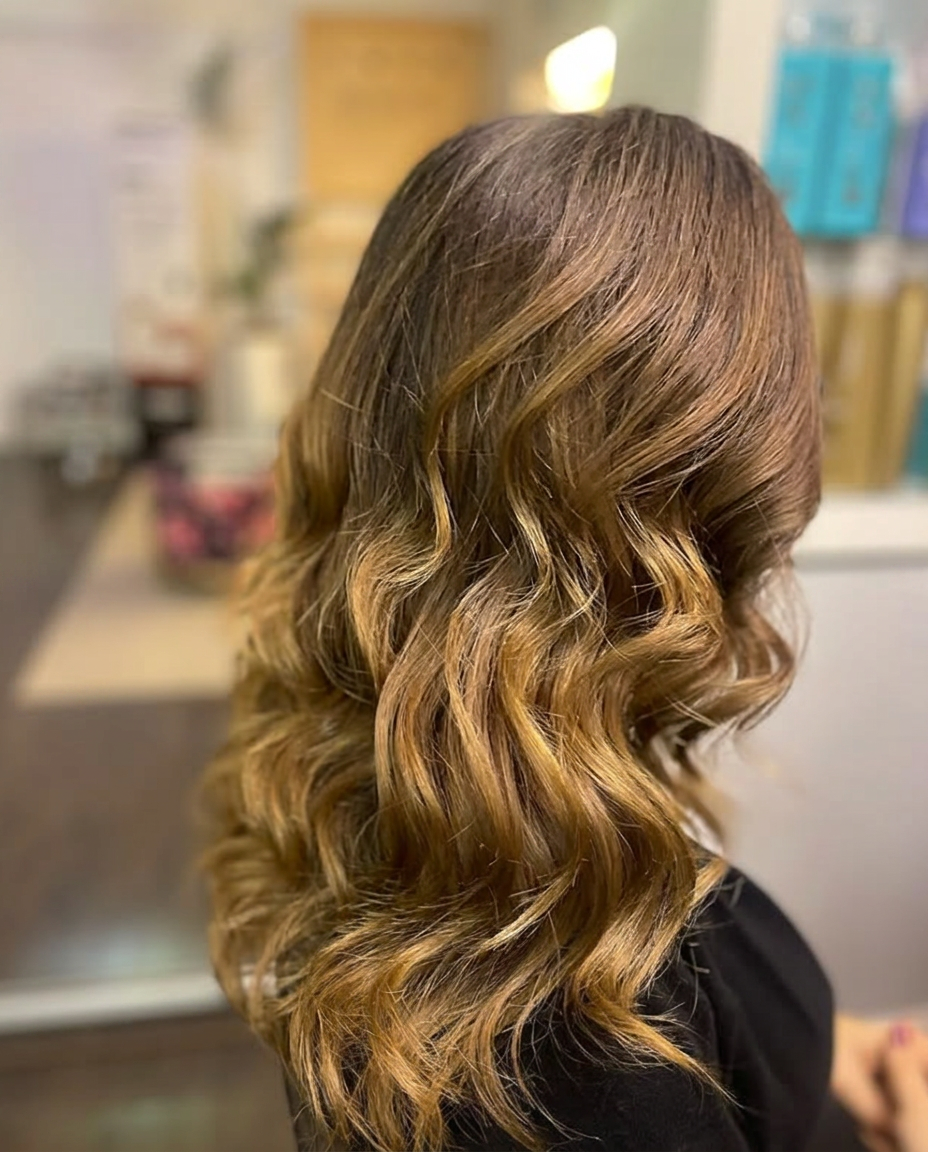 Capelli con meches miele dal retro